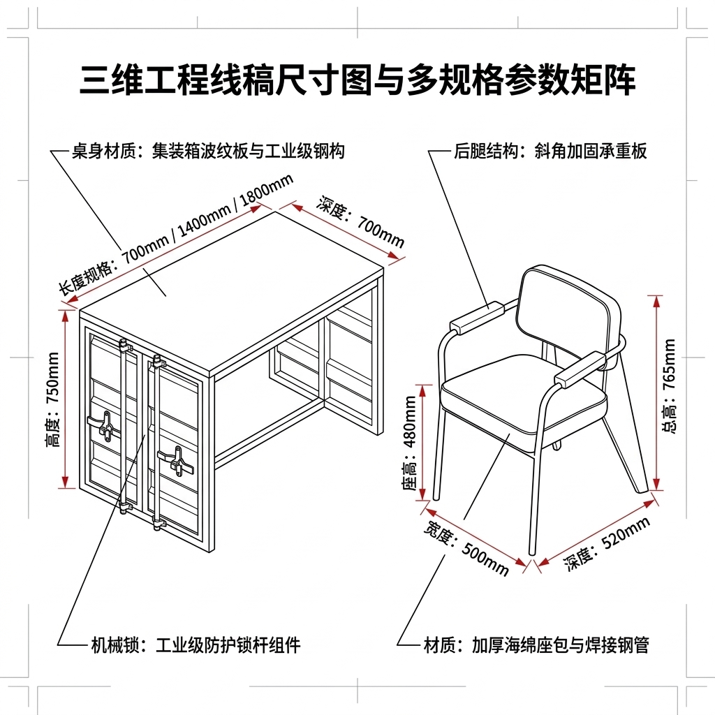工业风卡座沙发酒吧清吧餐厅咖啡厅健身房休息区铁艺洽谈桌椅组合 - 产品图片