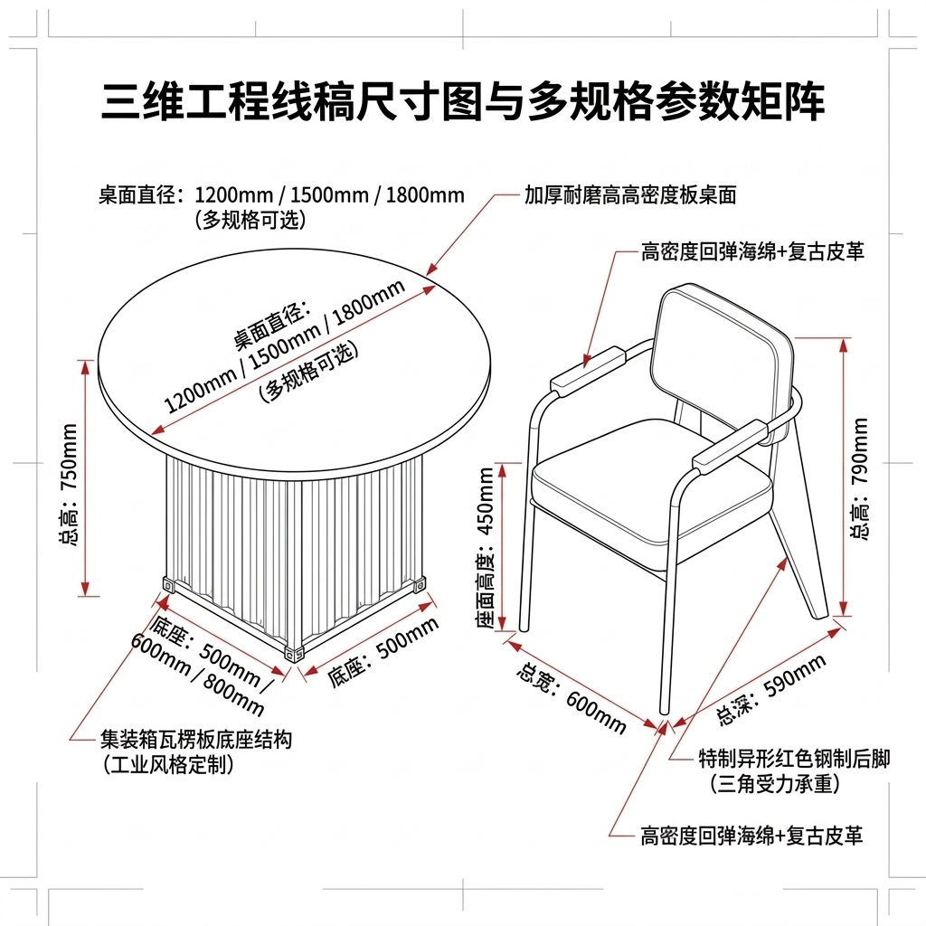 工业风实木餐桌网红烤肉店烧烤店多人包厢个性铁艺圆形餐桌椅组合 - 产品图片