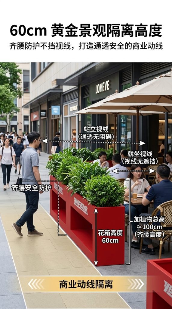 户外铁艺花箱组合商业街广场创意定制售楼部外摆隔断围栏花槽花坛 - 产品图片