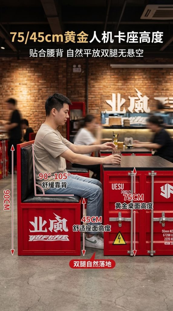 酒吧桌椅组合奶茶店咖啡厅酒吧清吧工业风复古铁艺集装箱卡座沙发 - 产品图片