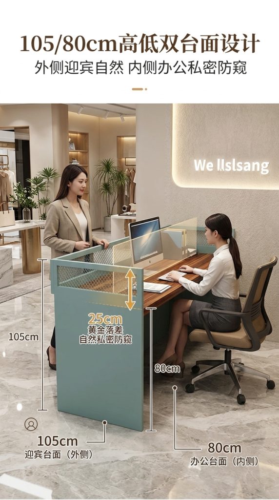 北欧ins网红服装店收银台吧台奶茶店咖啡厅复古小型前台接待柜台 - 产品图片