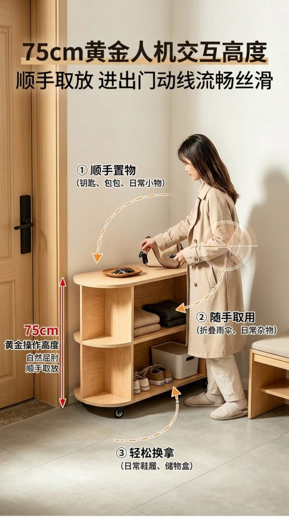 海洋板入户玄关柜可移动多层收纳架简约木质储物柜客厅咖啡柜边柜 - 产品图片