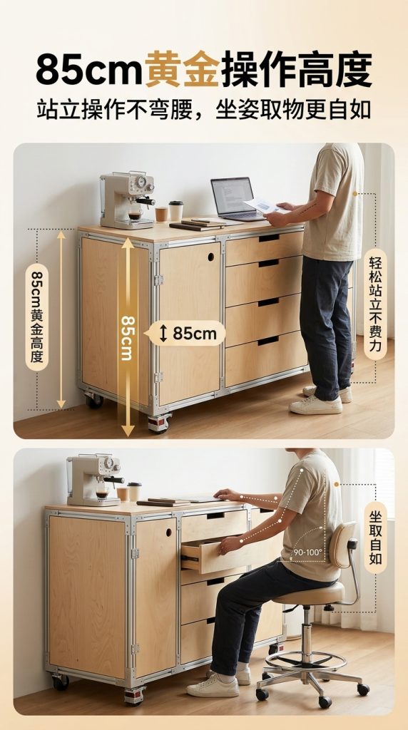 海洋板多层抽屉置物柜办公室多功能储物柜可移动咖啡柜商用展示柜 - 产品图片