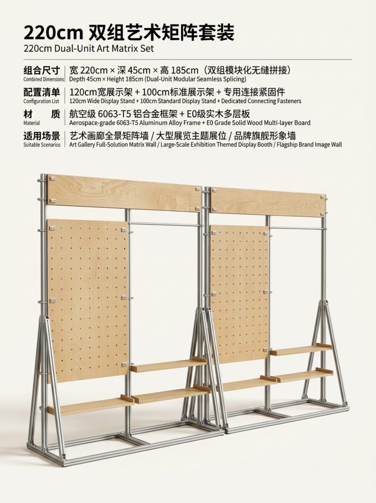 铝型材展示架展览馆木架子Y型架样品陈列架文创馆艺术洞洞板展架 - 产品图片