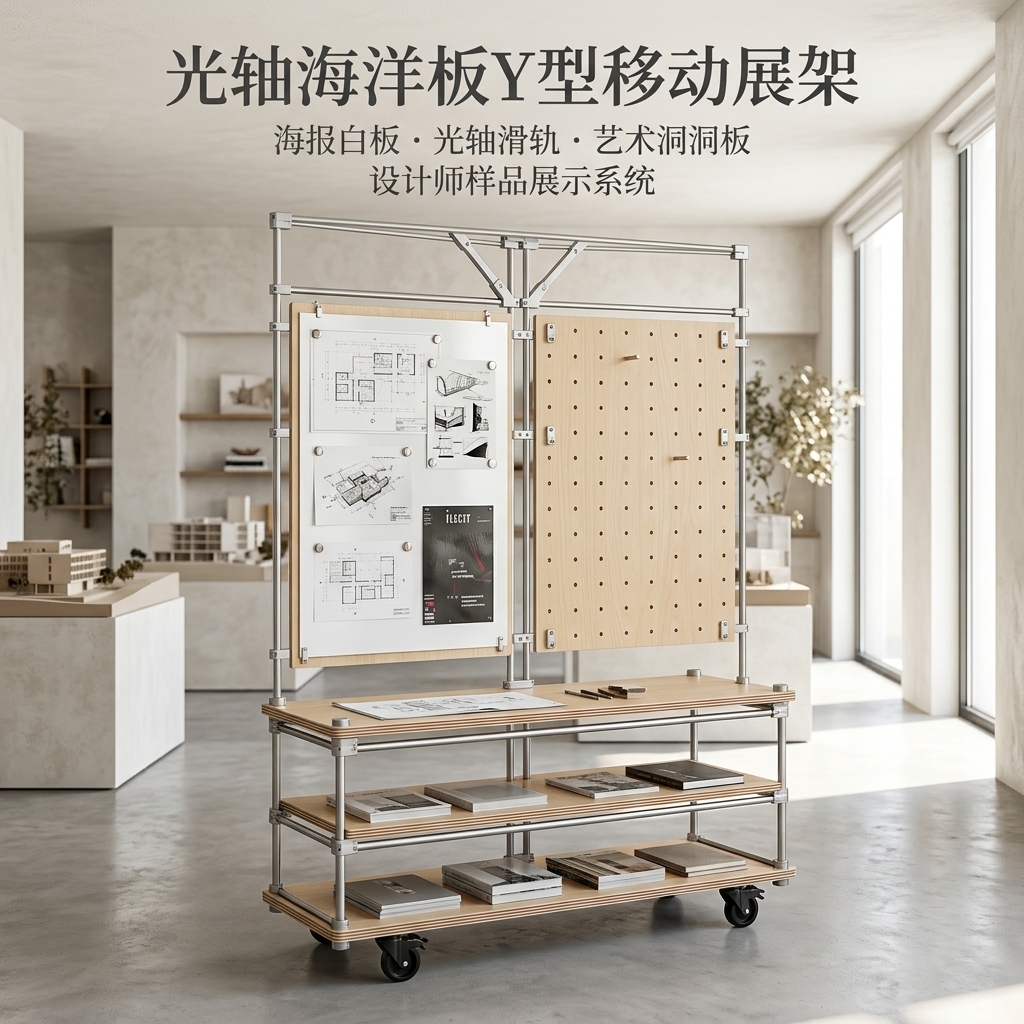 光轴海洋板展架Y字形产品广告展示文创角落设计师样品展示架定制 - 产品图片