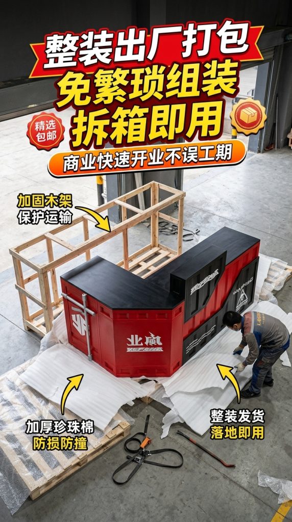 工业风吧台收银台酒吧清吧小酒馆健身房商用集装箱铁艺前台接待台 - 产品图片