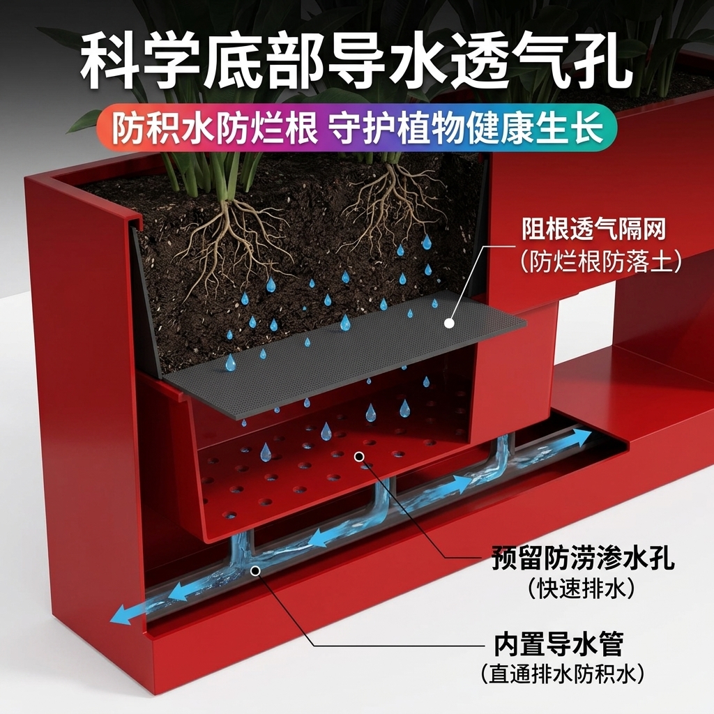 户外铁艺花箱组合商业街广场创意定制售楼部外摆隔断围栏花槽花坛 - 产品图片