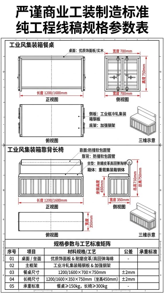 工业风酒吧清吧桌椅组合咖啡厅烧烤店商用创意集装箱铁艺卡座沙发 - 产品图片