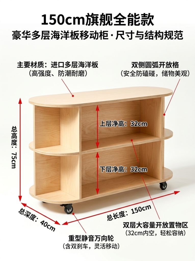 海洋板入户玄关柜可移动多层收纳架简约木质储物柜客厅咖啡柜边柜 - 产品图片
