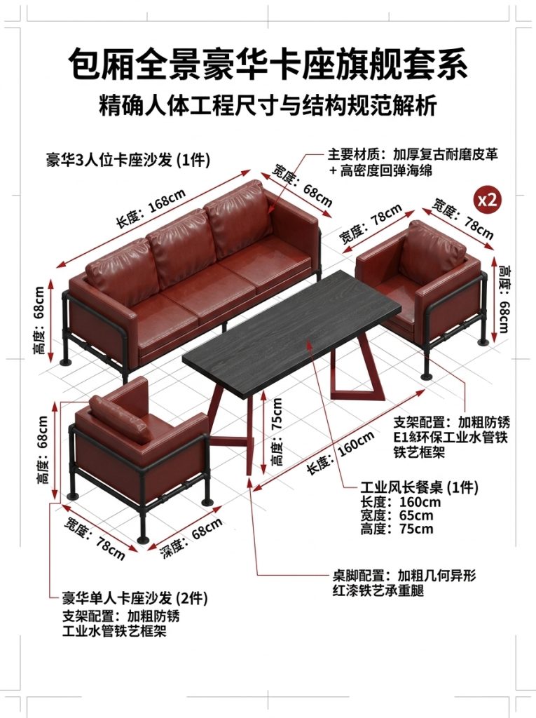 工业风酒吧沙发卡座接待餐桌网红奶茶店烧烤店清吧咖啡厅桌椅组合 - 产品图片