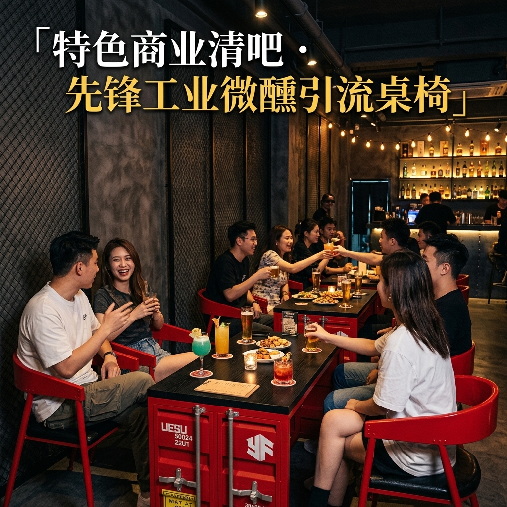 工业风卡座桌椅酒吧清吧小酒馆咖啡厅休息区洽谈桌椅网红餐饮家具 - 产品图片