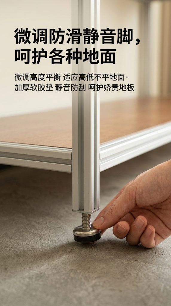 铝型材复古客厅置物架落地靠墙陈列柜多层收纳架轻奢高级感陈列架 - 产品图片