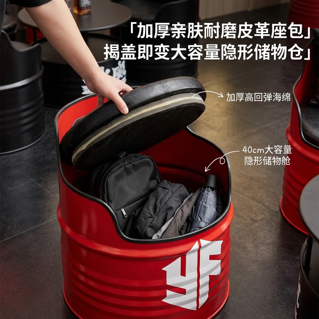 工业风酒吧桌椅组合网红个性创意铁艺油桶定制咖啡厅清吧卡座沙发 - 产品图片
