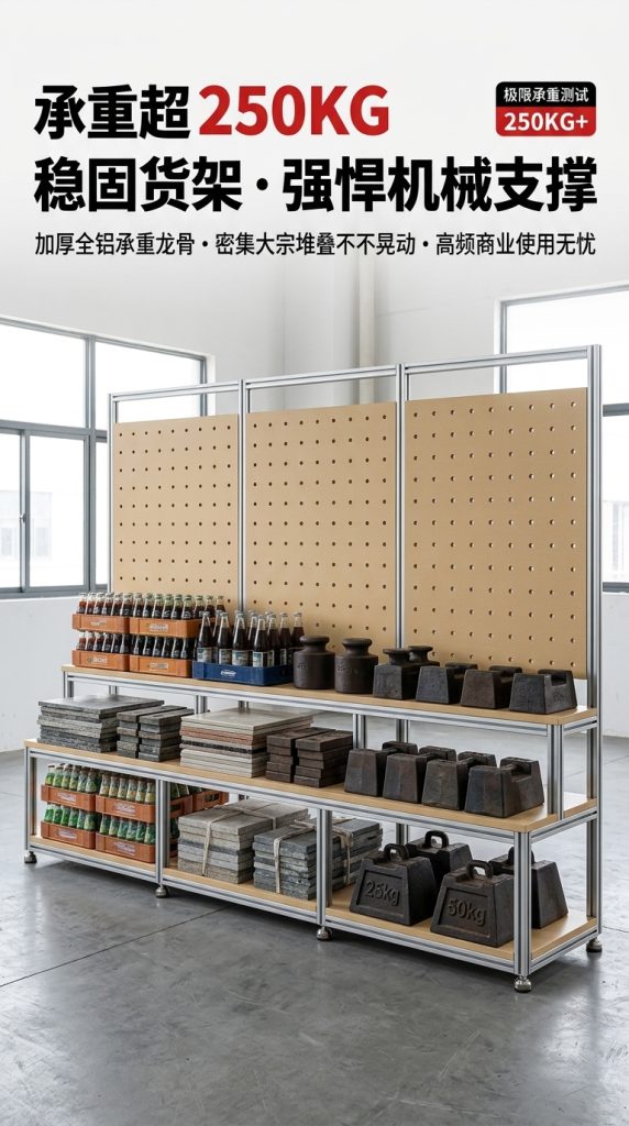 阶梯置物架商超多层陈列架海洋板店铺展示架洞洞板落地式收纳货架 - 产品图片