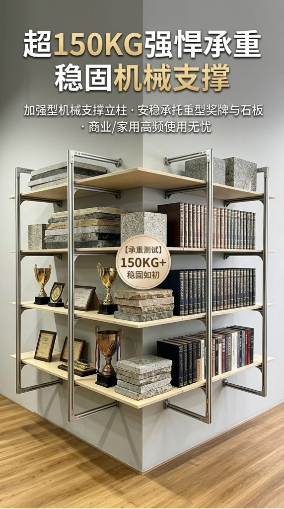 铝型材海洋板多层家用展示架客厅收纳架奖杯陈列架拐角墙上置物架 - 产品图片