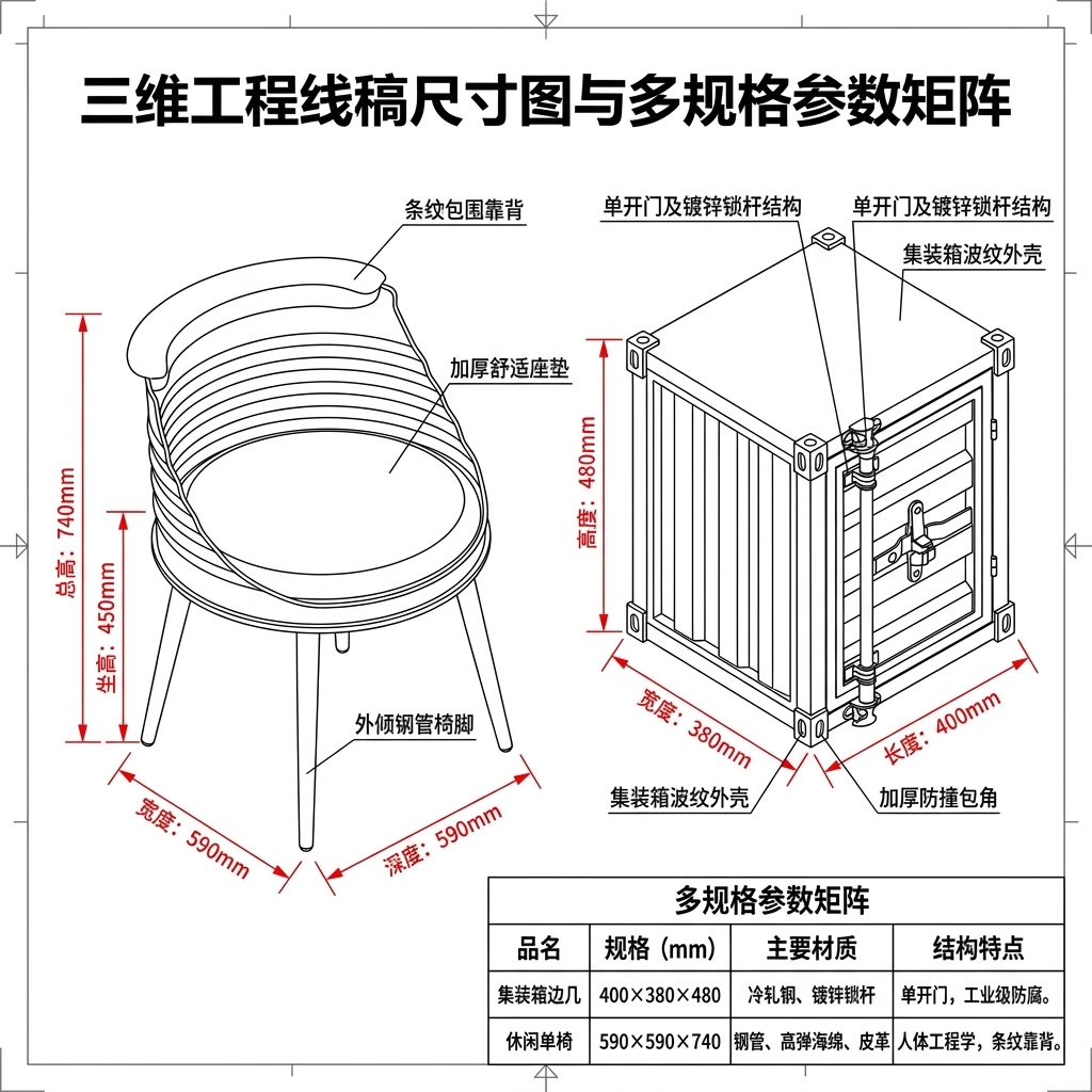 户外露营休闲外摆桌椅创意商用商场公共座椅工业风奶茶店桌椅组合 - 产品图片