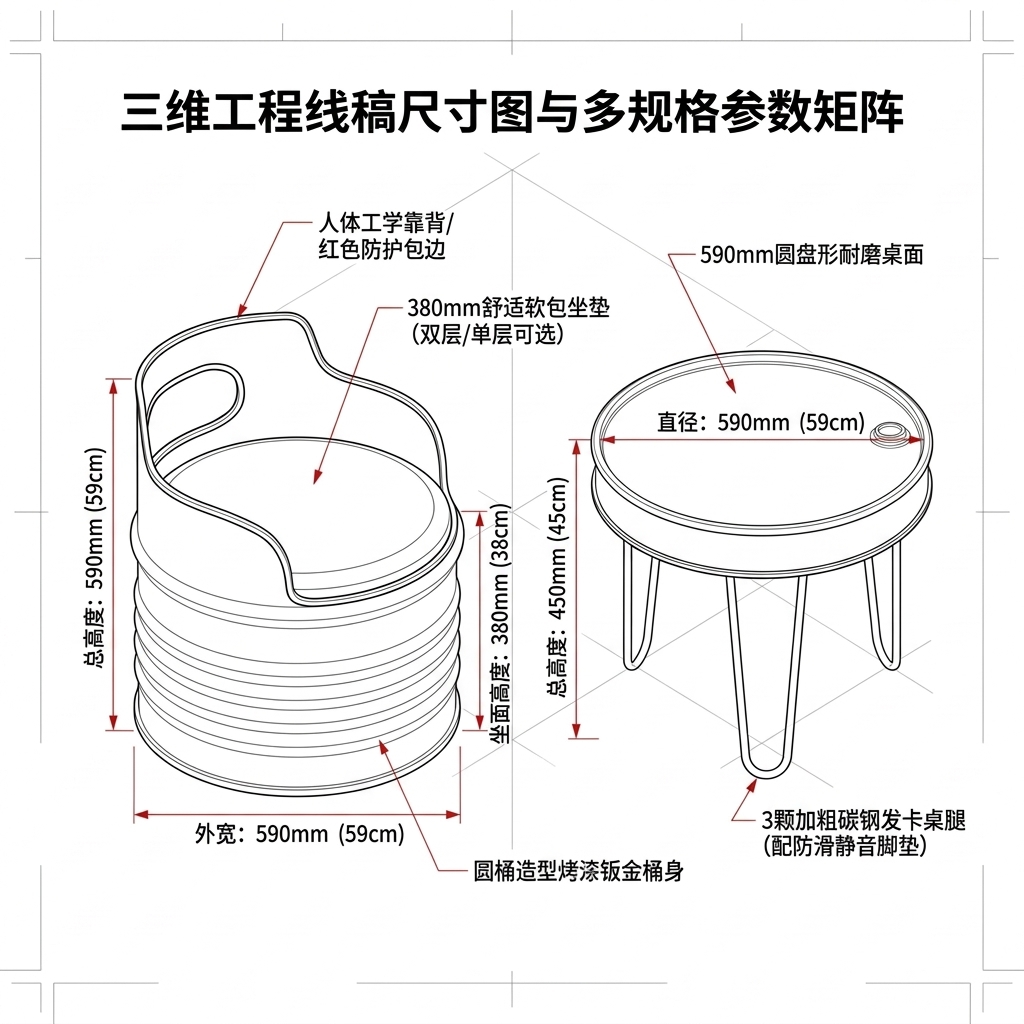 网红咖啡厅桌椅组合奶茶店餐台椅酒吧休息区洽谈桌工业风餐饮家具 - 产品图片