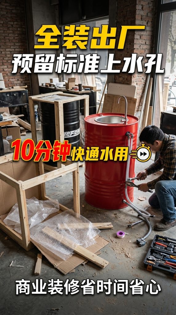 铁艺洗手盆复古工业风油桶创意卫生间洗漱台厕所个性洗手池洗手台 - 产品图片