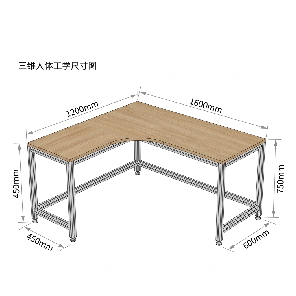 海洋板L型办公桌台式转角电脑桌办公室带抽屉书桌现代风工业桌子 - 产品图片