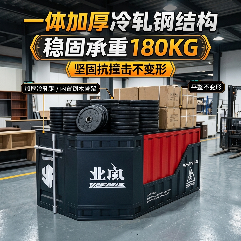 工业风吧台收银台酒吧清吧小酒馆健身房商用集装箱铁艺前台接待台 - 产品图片