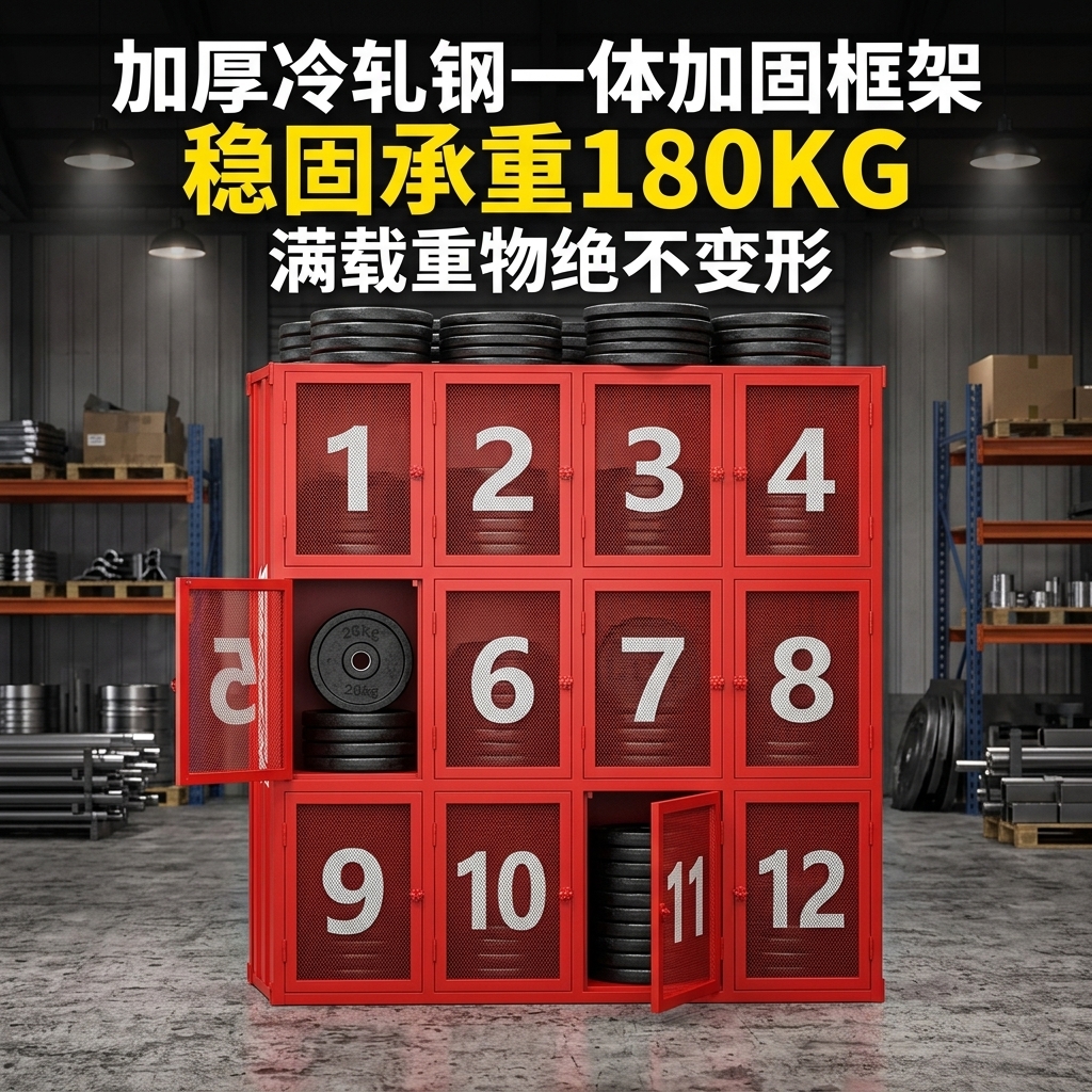 工业风更衣柜健身房舞蹈室体育运动鞋服收纳柜创意铁艺商用储物柜 - 产品图片