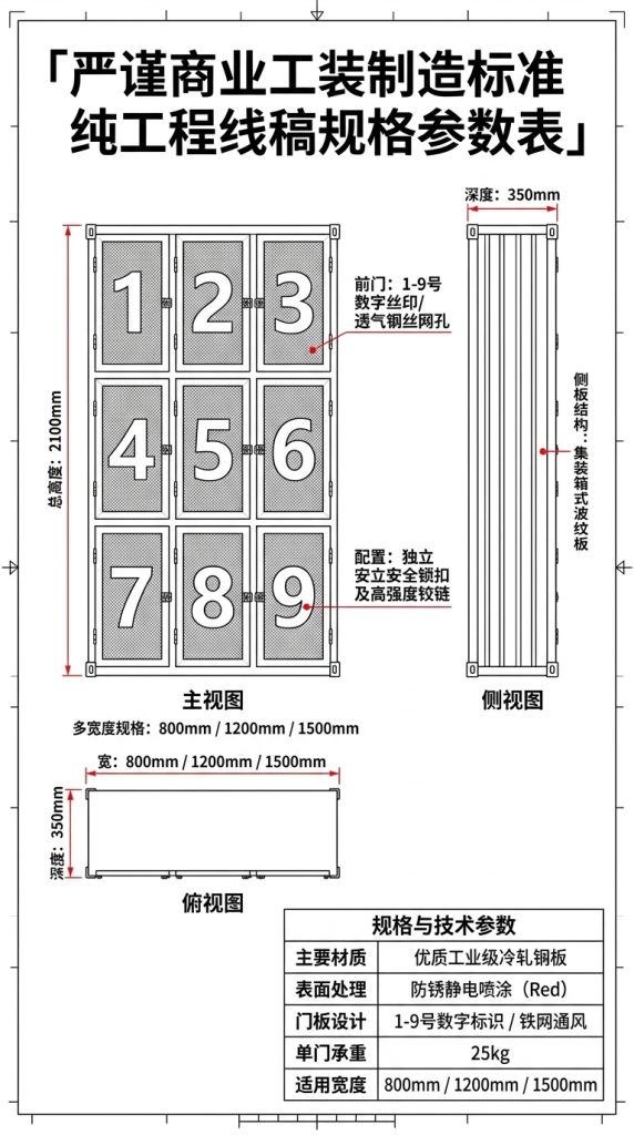 工业风更衣柜健身房舞蹈室体育运动鞋服收纳柜创意铁艺商用储物柜 - 产品图片