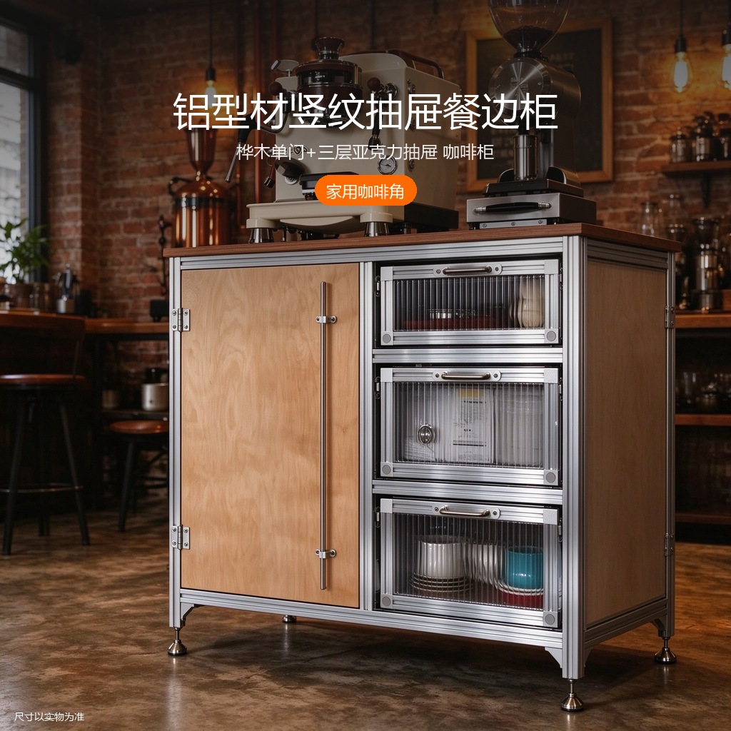铝型材竖纹抽屉餐边柜 - 主图