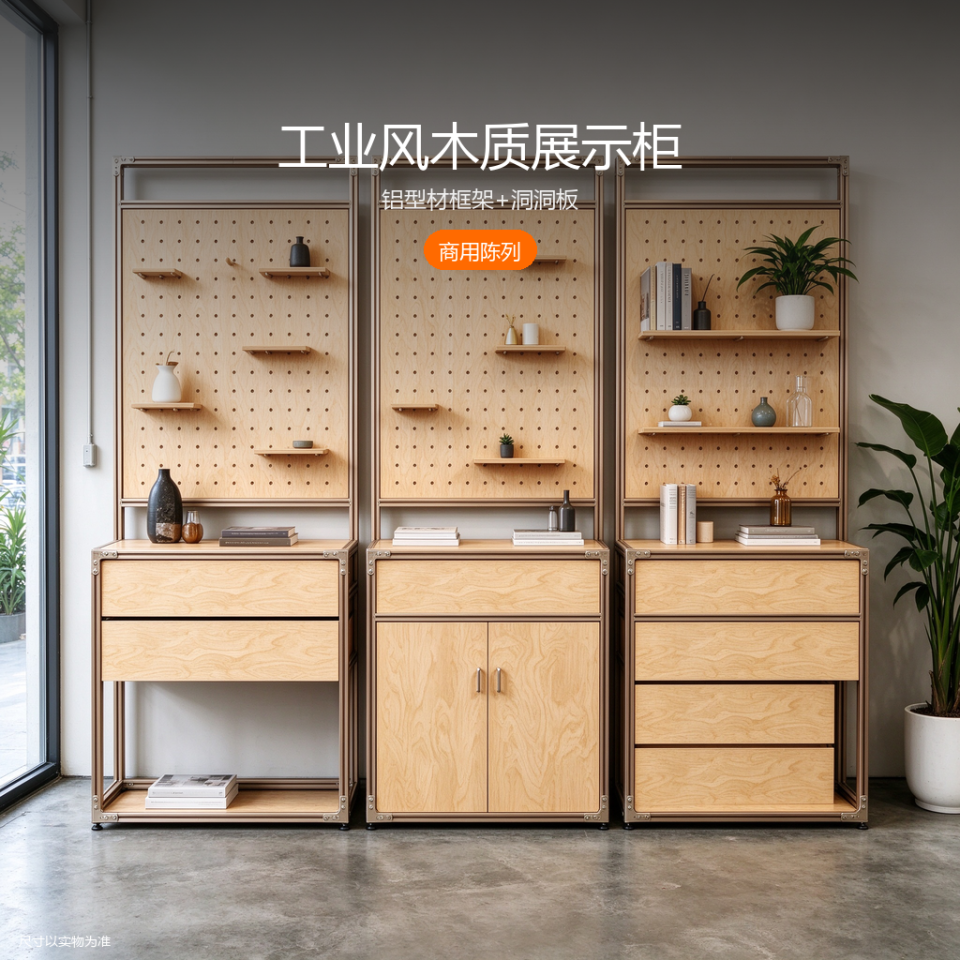 工业风木质展示柜