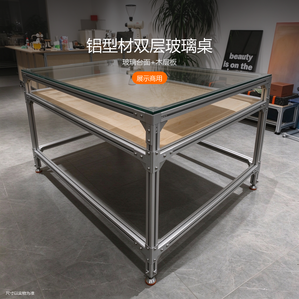 铝型材双层玻璃桌 - 主图