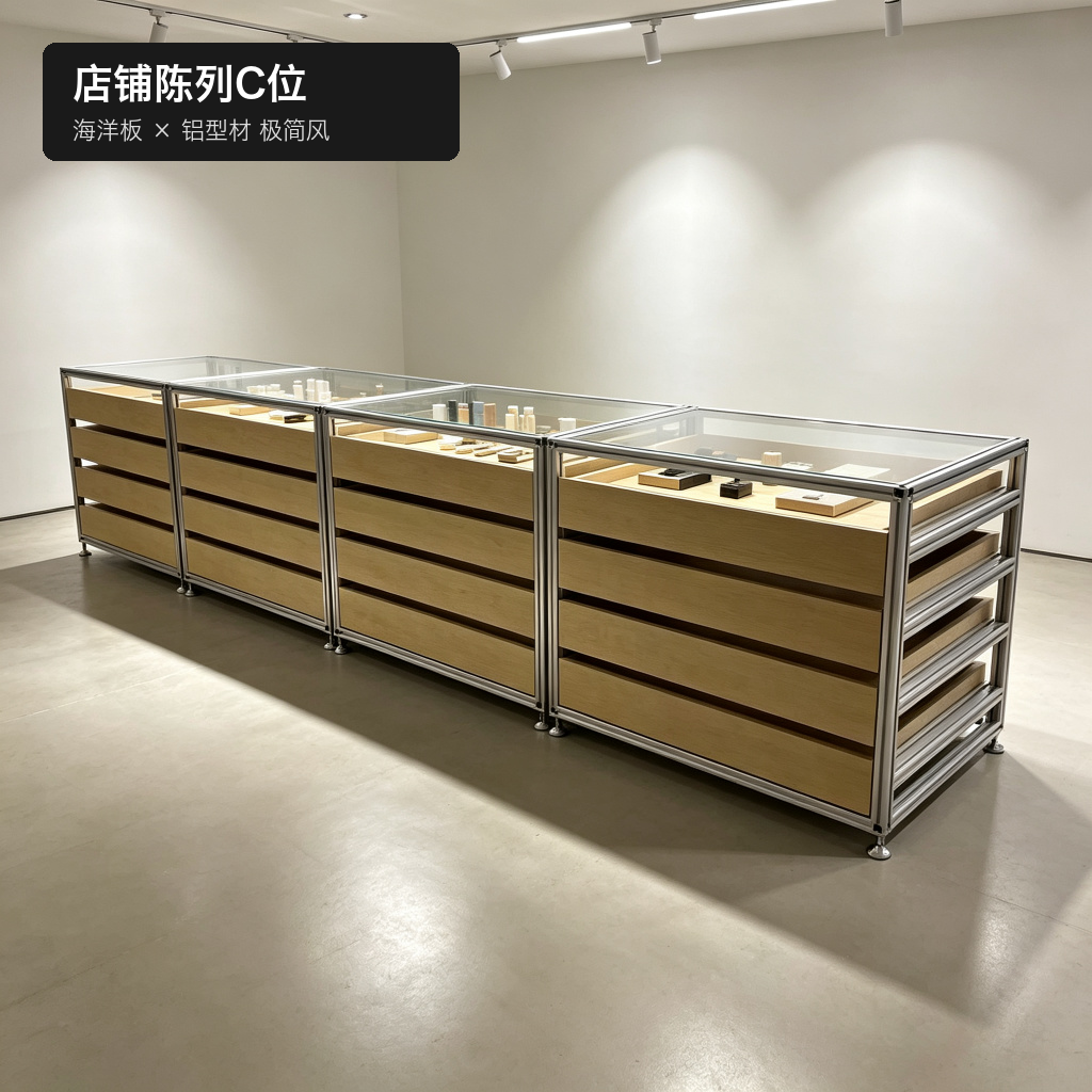 中岛柜 / 玻璃抽屉陈列 / ID952231614314 - 成图