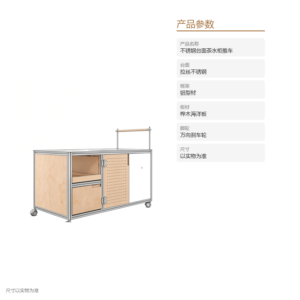 不锈钢台面茶水柜推车 - 主图