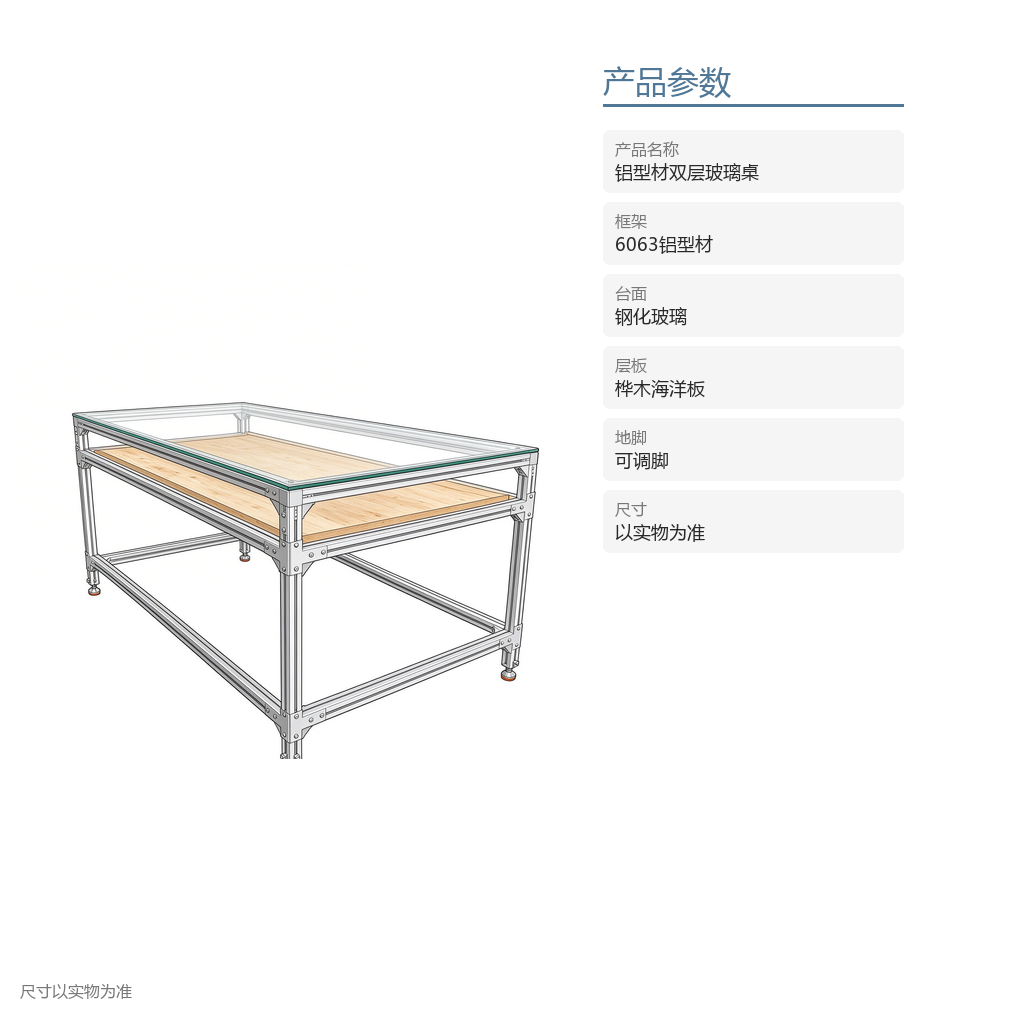 铝型材双层玻璃桌 - 主图