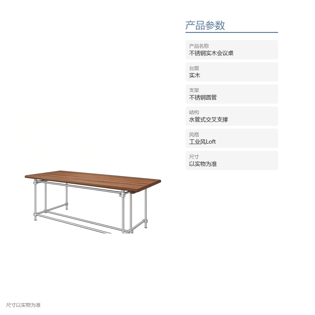 不锈钢实木会议桌 - 主图