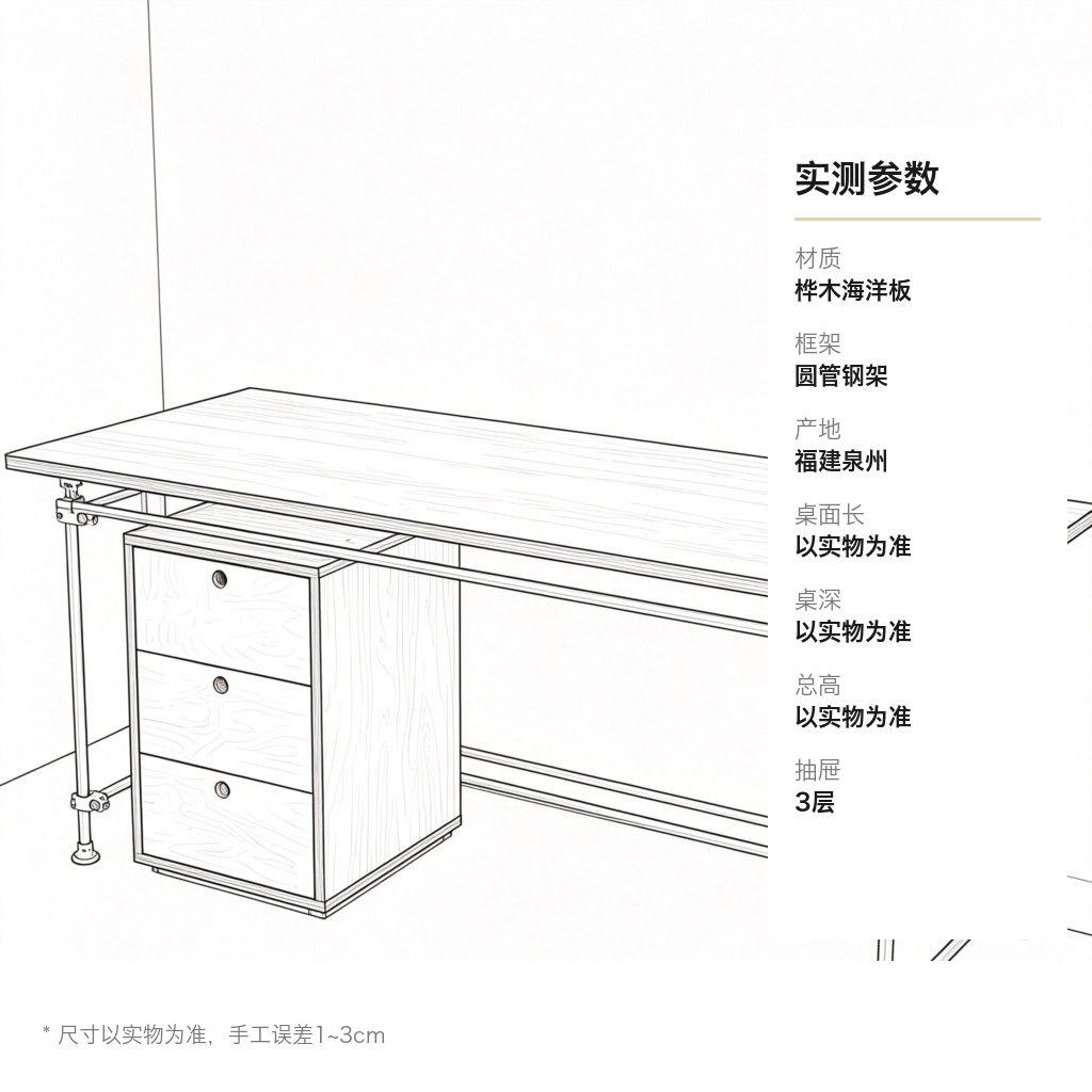 办公桌 / 桦木台式书桌 / ID1038925398515 - 成图