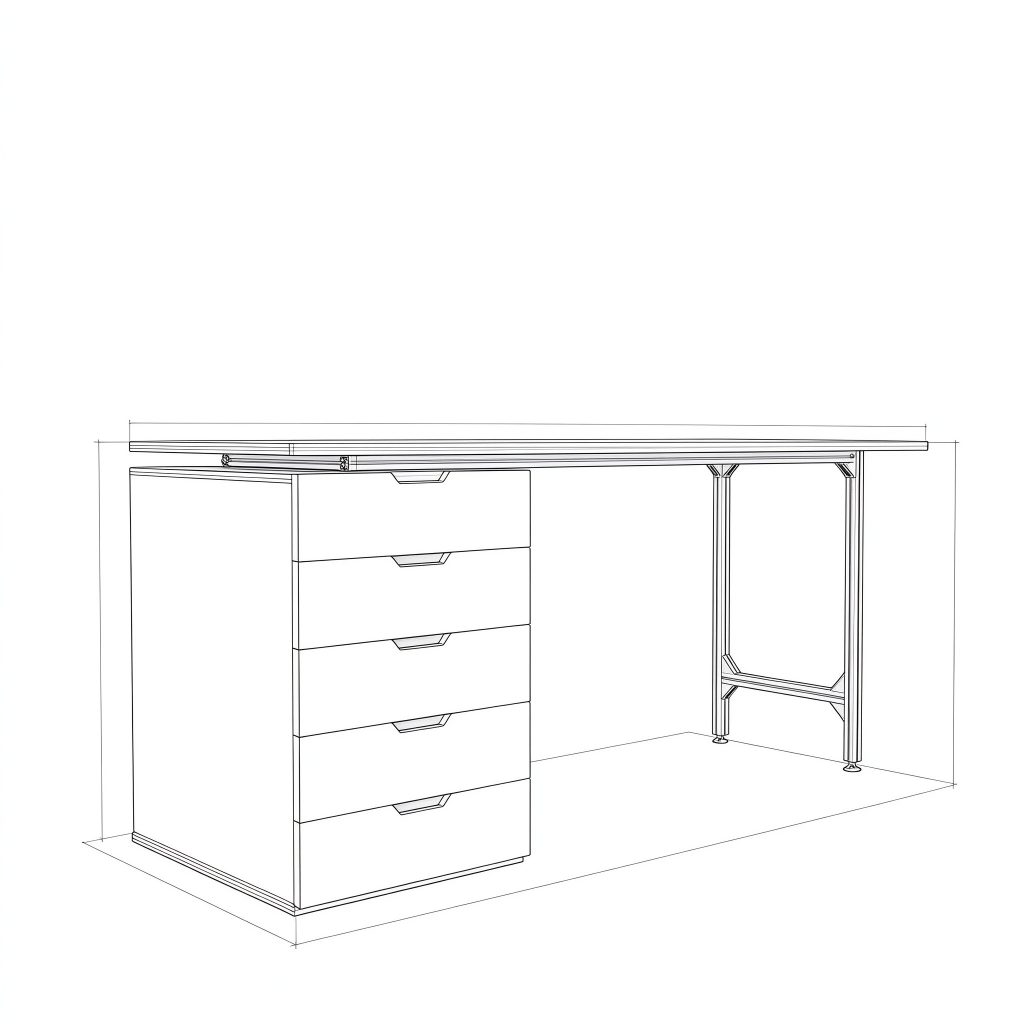 办公桌 / 多层抽屉工作台 / ID952518499684 - 底图