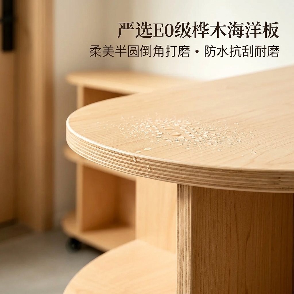 海洋板入户玄关柜可移动多层收纳架简约木质储物柜客厅咖啡柜边柜 - 产品图片