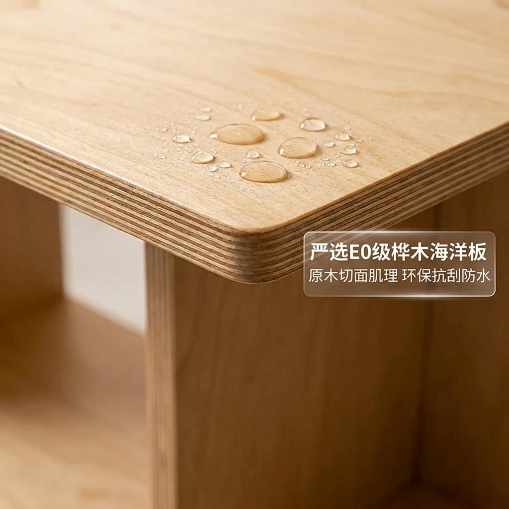 桦木海洋板中岛流水台商品收纳柜多层板陈列台可移动商用展示台 - 产品图片