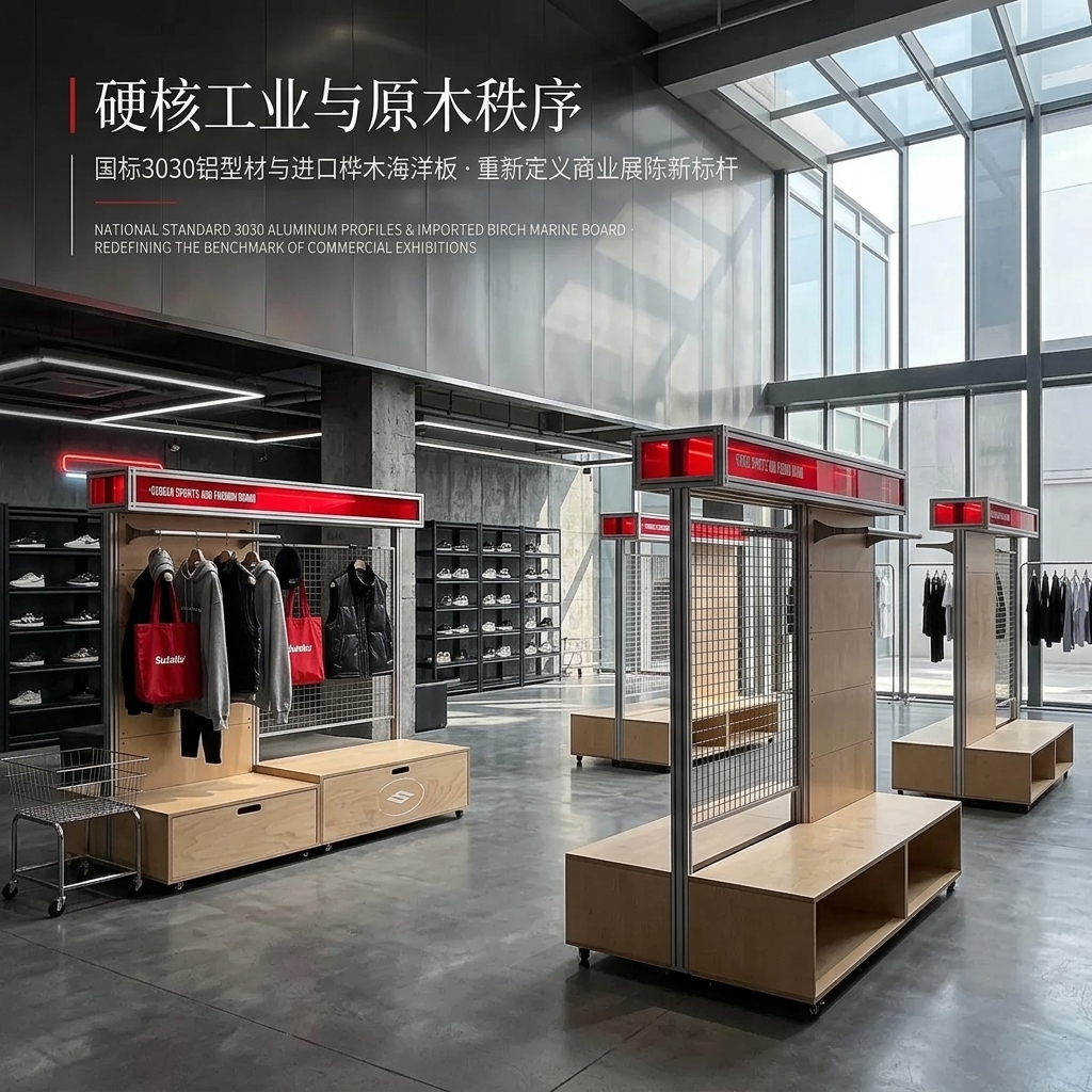 海洋板亚克力展示架可移动产品陈列架展会买手店货架商用置物架 - 产品图片