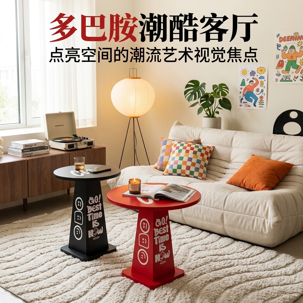 工业风雪糕筒桌创意茶几家用客厅沙发小桌子小户型边几多巴胺潮牌 - 产品图片
