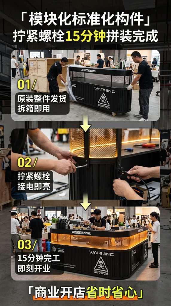 工业风吧台收银台酒吧清吧小酒馆健身房商用集装箱铁艺前台接待台 - 产品图片