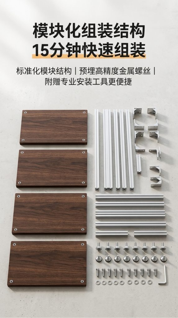 铝型材复古客厅置物架落地靠墙陈列柜多层收纳架轻奢高级感陈列架 - 产品图片