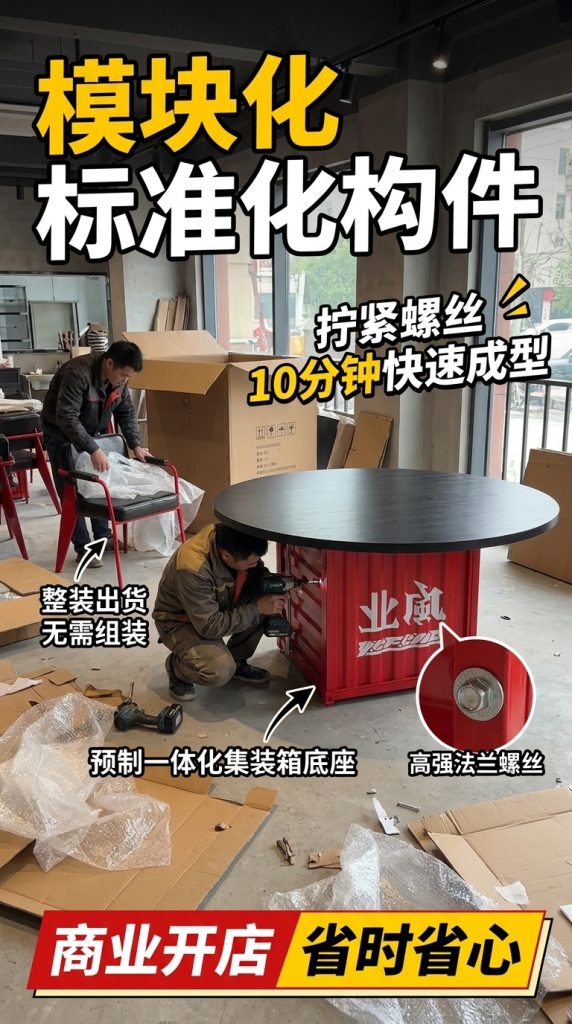 工业风实木餐桌网红烤肉店烧烤店多人包厢个性铁艺圆形餐桌椅组合 - 产品图片