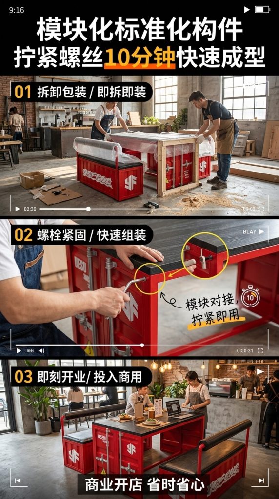 工业风酒吧清吧桌椅组合咖啡厅烧烤店商用创意集装箱铁艺卡座沙发 - 产品图片