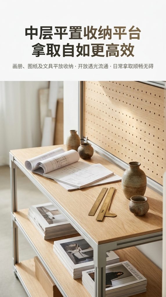 工业风金属展示架3层落地式书房储物陈列架可定制展架置物架货架 - 产品图片