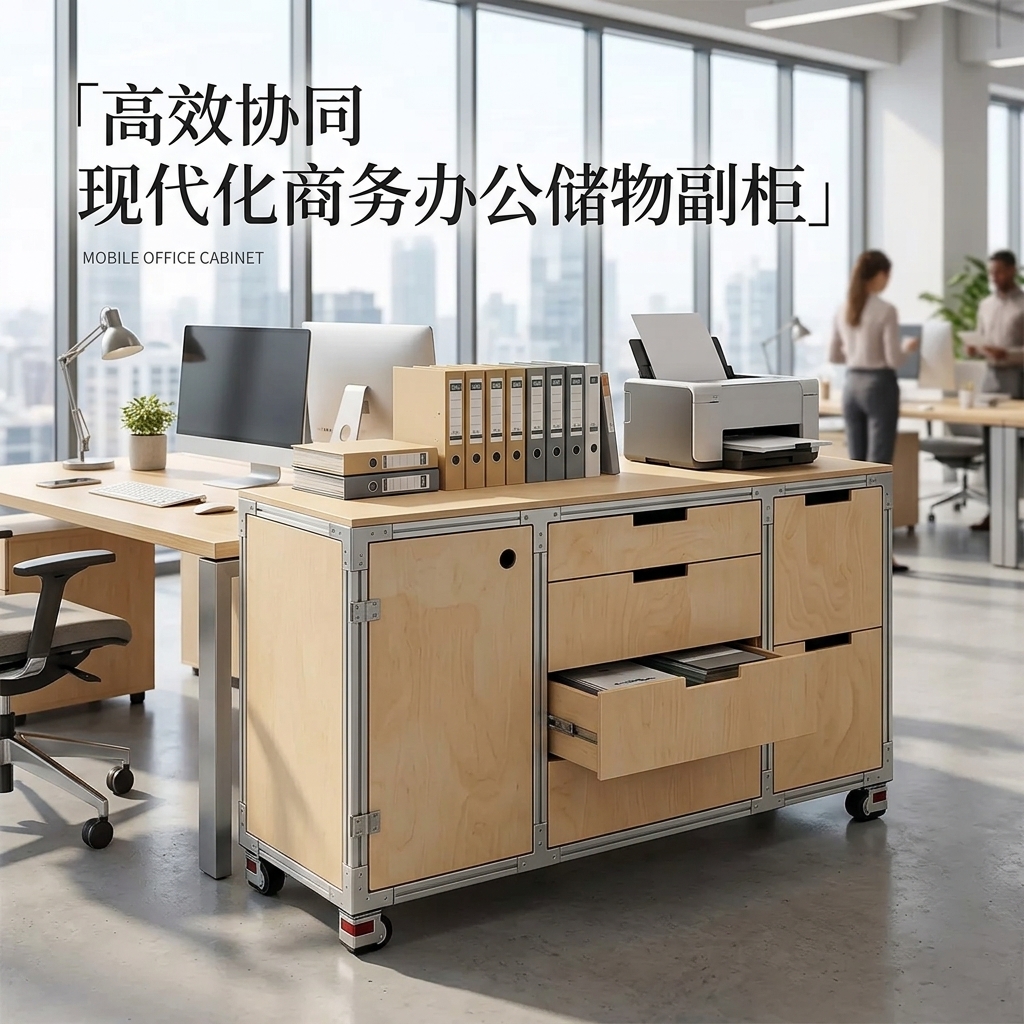 海洋板多层抽屉置物柜办公室多功能储物柜可移动咖啡柜商用展示柜 - 产品图片