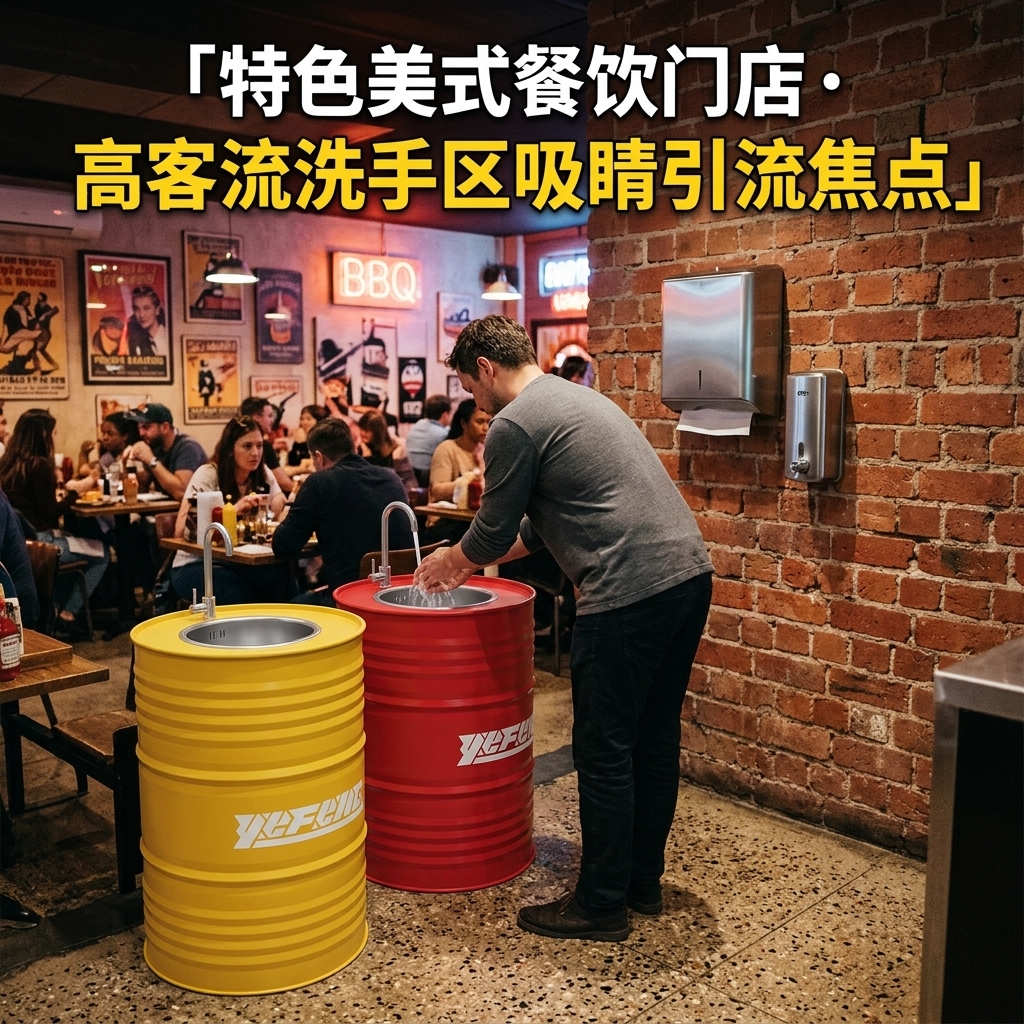 铁艺洗手盆复古工业风油桶创意卫生间洗漱台厕所个性洗手池洗手台 - 产品图片