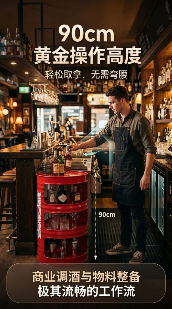 工业风油桶置物架酒吧清吧小酒馆复古创意商用收纳多层隔板展示架 - 产品图片