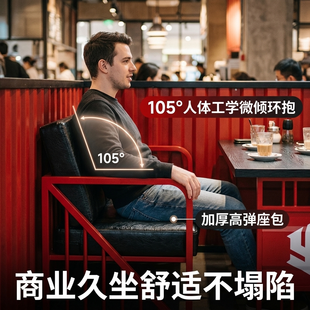 工业风酒吧桌椅组合清吧定制铁艺集装箱复古奶茶店咖啡厅卡座沙发 - 产品图片
