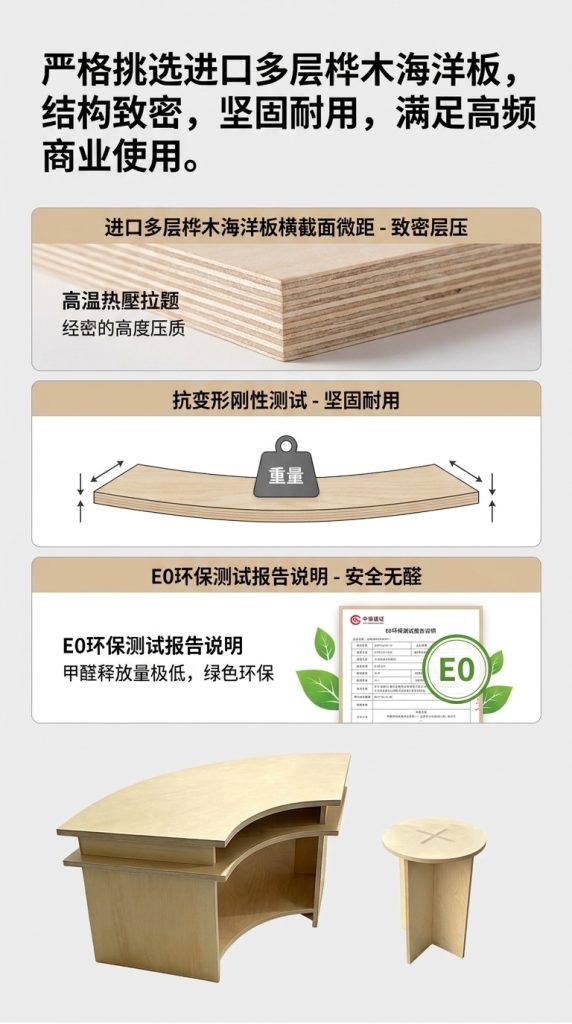 海洋板异形中岛台商业空间展示台咖啡店设计感桌椅圆弧形流水台 - 产品图片