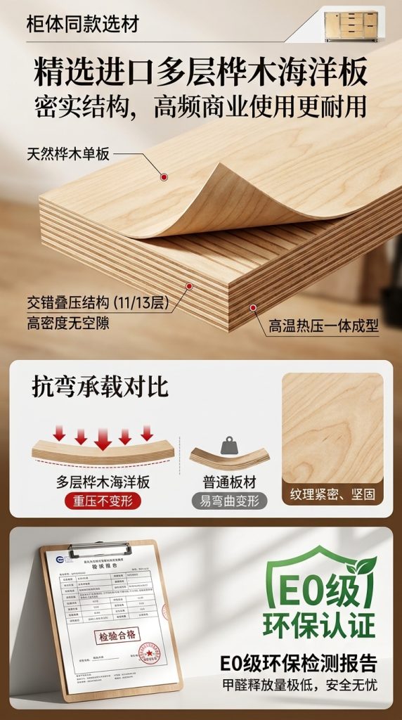 海洋板多层抽屉置物柜办公室多功能储物柜可移动咖啡柜商用展示柜 - 产品图片
